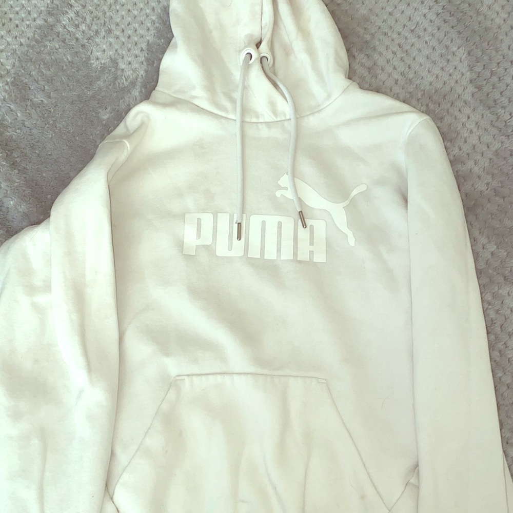 All white puma hoodie